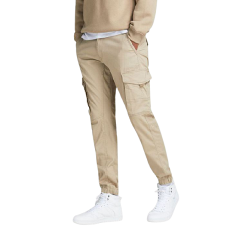 achat Pantalon cargo JACK AND JONES homme JJIPAUL JJFLAKE beige porté