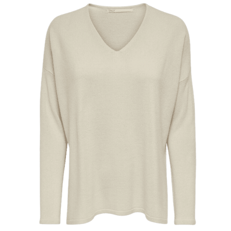 achat pull col v only femme beige ONLAMALIA L/S V-NECK PULLOVER CC KNT face