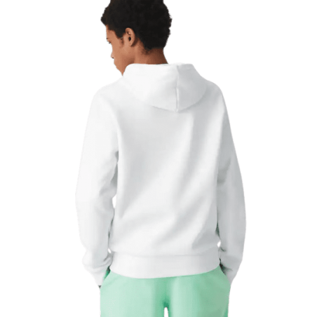 Sweat à capuche Lacoste homme CORE SOLID blanc arrière porté