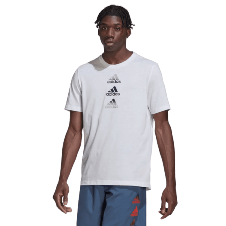 achat T-shirt de sport Adidas Homme D2M LOGO Blanc face porte