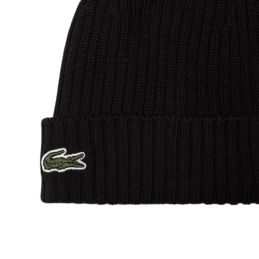 Achat bonnet Lacoste CORE ESSENTIALS noir profil