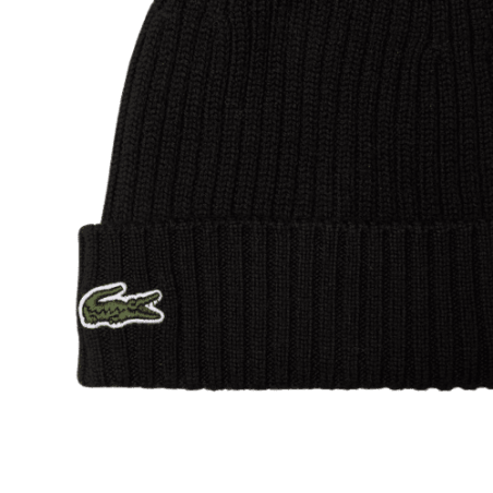 Achat bonnet Lacoste CORE ESSENTIALS noir profil