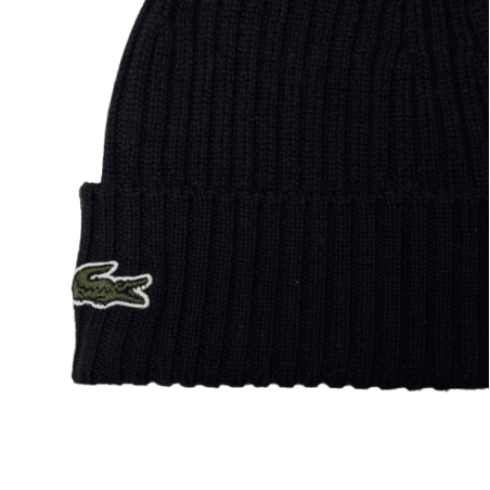 Achat bonnet Lacoste CORE ESSENTIALS bleu marine profil