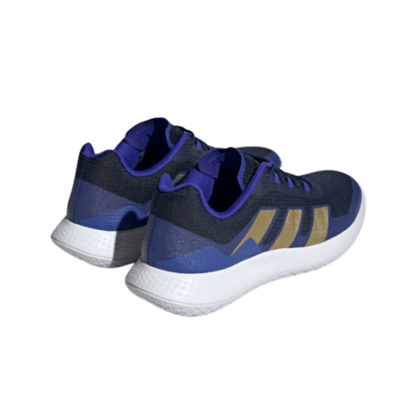 Achat Chaussure de Handball Adidas homme FORCEBOUNCE 2.0 bleu profil derriere droit deux chaussures