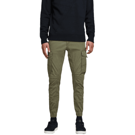 achat Pantalon cargo Jack and Jones Homme JPSTPAUL JJFLAKE AKM 542 OLIVE NIGH dos porté