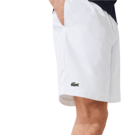 achat Short Lacoste homme CORE PERFORMANCE Blanc logo cuisse droite