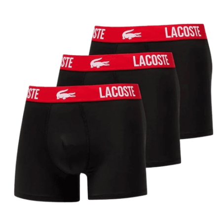 achat BOXER LACOSTE Homme COURT Noir/Rouge lots 3 pièces