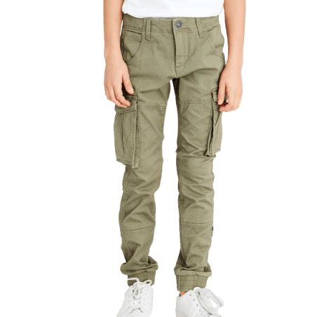 achat Pantalon cargo Name It Garçon RYAN Kaki face porté