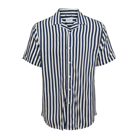 achat Chemise à manches courtes WAYNE LIFE SS VISCOSE NOOS Bleu profil avant