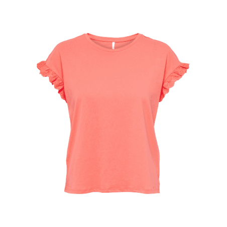 achat Top à manches courtes Only Femme ONLIRIS S/S EMB NOOS Orange profil avant