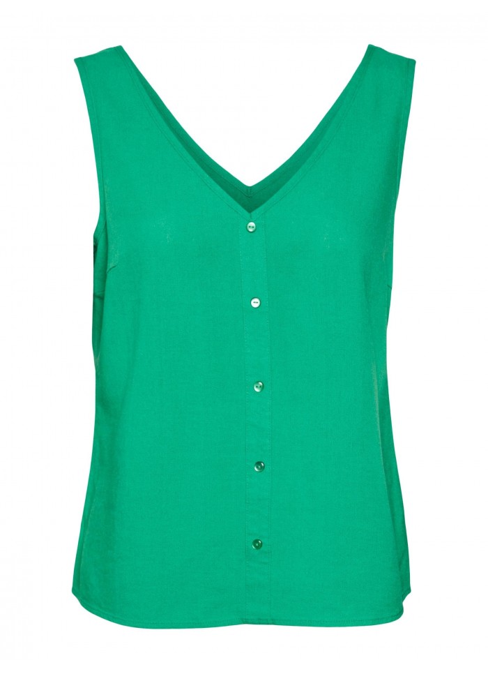 Débardeur Femme Vero Moda VMMYMILO SL V-NECK SHIRT WVN GA Vert face avant