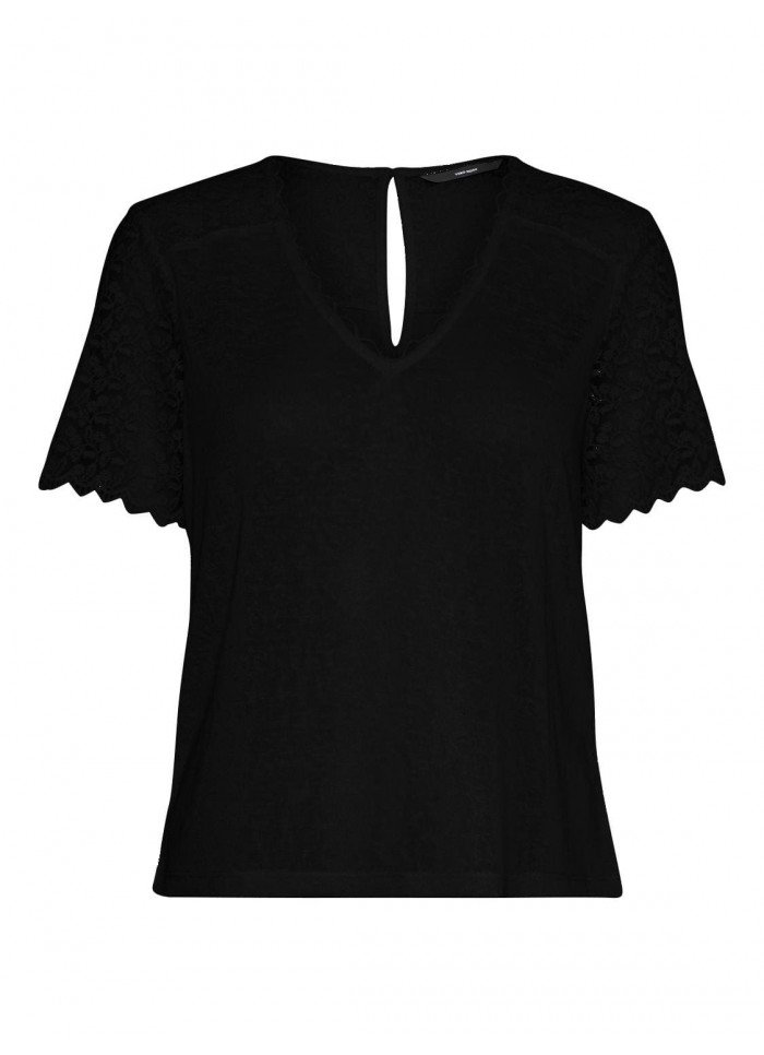 achat Top Femme Vero Moda VMORA L/S V-NECK TOP LCS Noir avant