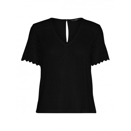 achat Top Femme Vero Moda VMORA L/S V-NECK TOP LCS Noir avant