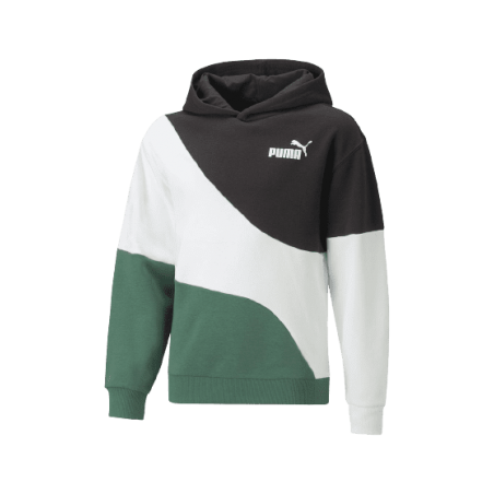 Achat Sweat à capuche Puma Enfant JR POWER CAT blanc noir vert face