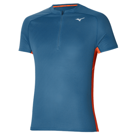 achat T-shirt running Mizuno homme TRAIL DRYAEROFLOW HZ TEE bleu face