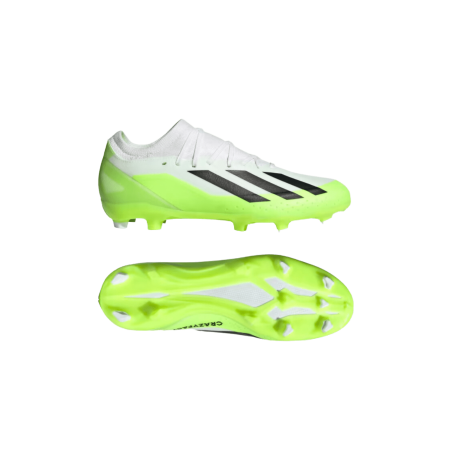 Achat chaussures de football Adidas X CRAZYFAST.3 FG homme blanches et jaunes profil