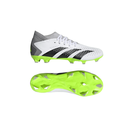 Achat chaussures de football homme PREDATOR ACCURACY.3 FG blanches et jaunes dessous