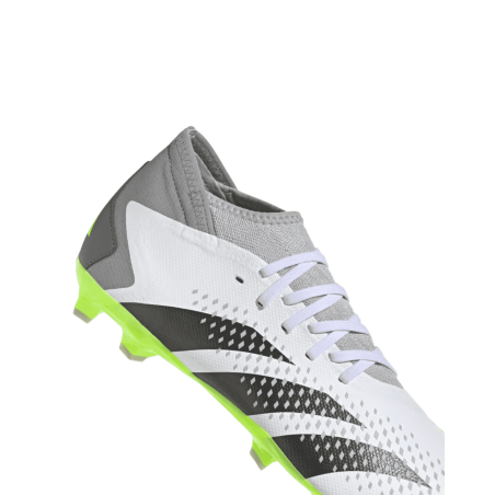 Achat chaussures de football homme PREDATOR ACCURACY.3 FG blanches et jaunes détails talon