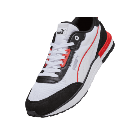 Achat Chaussure PUMA R22 Homme Blanches/Rouges détails