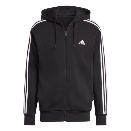 Achat Veste zippée à capuche Adidas Homme à 3 bandes ESSENTIALS Noir face