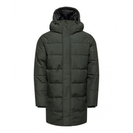 achat Doudoune longue Only & Sons ONSCARL LIFE LONG QUILTED Noire face