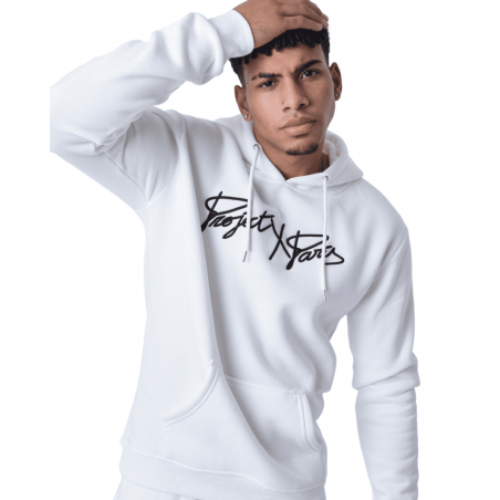 achat Sweat à capuche Project X Paris Homme full logo broderie Blanc détail