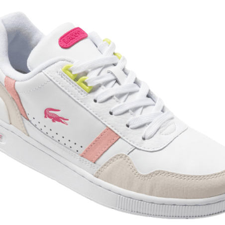 Achat sneakers LACOSTE femme T-CLIP blanche profil