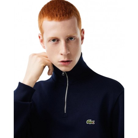 achat Sweatshirt Lacoste Homme à col montant zippé Bleu logo