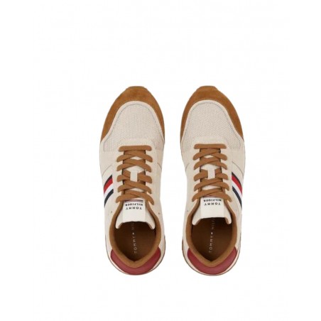 achat Chaussure Tommy Hilfiger Homme RUNNER EVO MIX Marron dessus