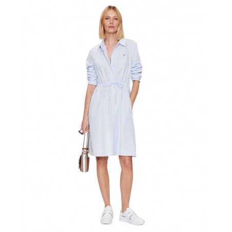 achat Robe Chemise Midi Tommy Hilfiger Femme ITHAKA Bleu tenue look