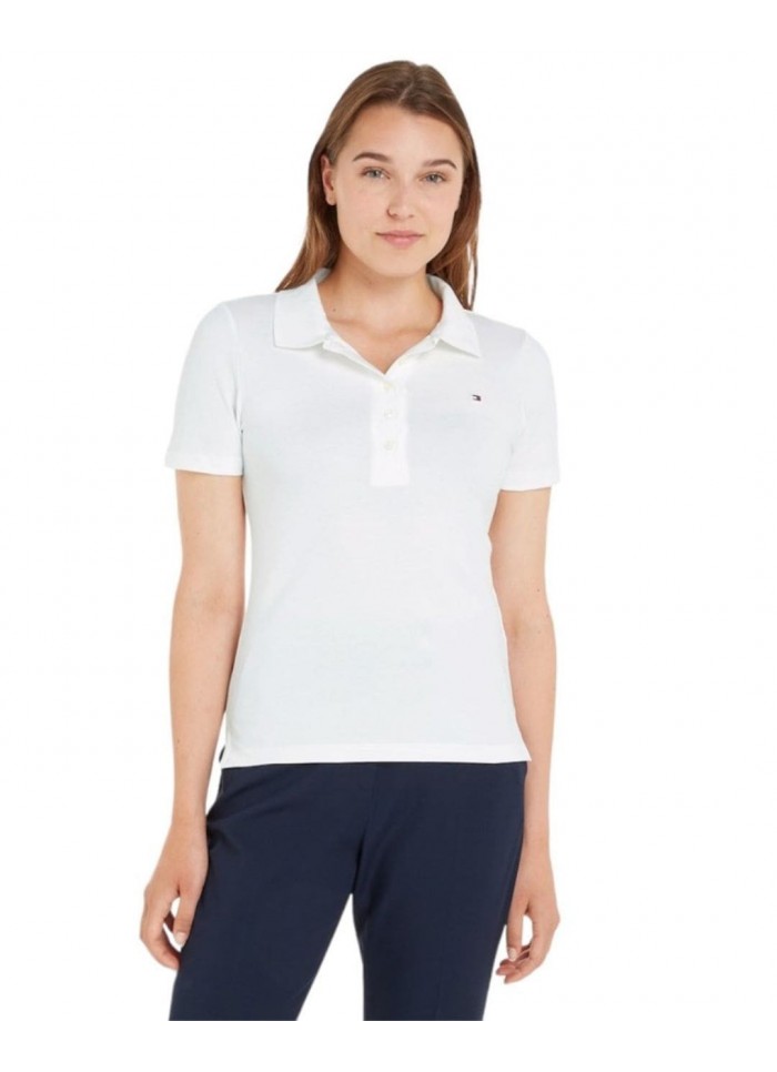 achat Polo Tommy Hilfiger Femme 1985 SLIM PIQUE Blanc face