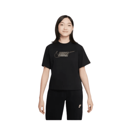 Achat t-shirt NIKE fille BOXY METALLIC HBR noir face