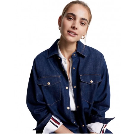 achat Robe Tommy Hilfiger Femme Denim LS Bleu détaisl