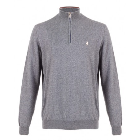 achat Pull à col demi zip MCS Homme Gris face