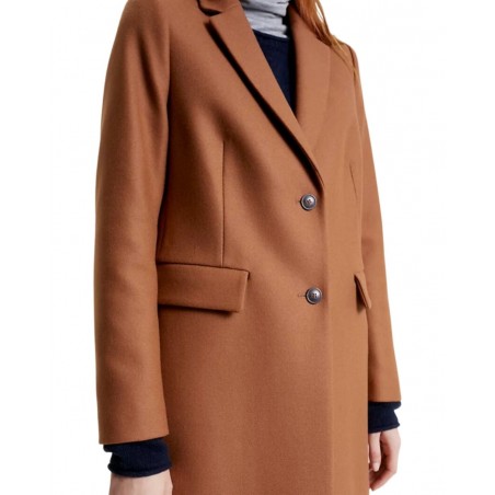 achat Manteau Droit Tommy Hilfiger Femme BLEND CLASSIC Marron bouton