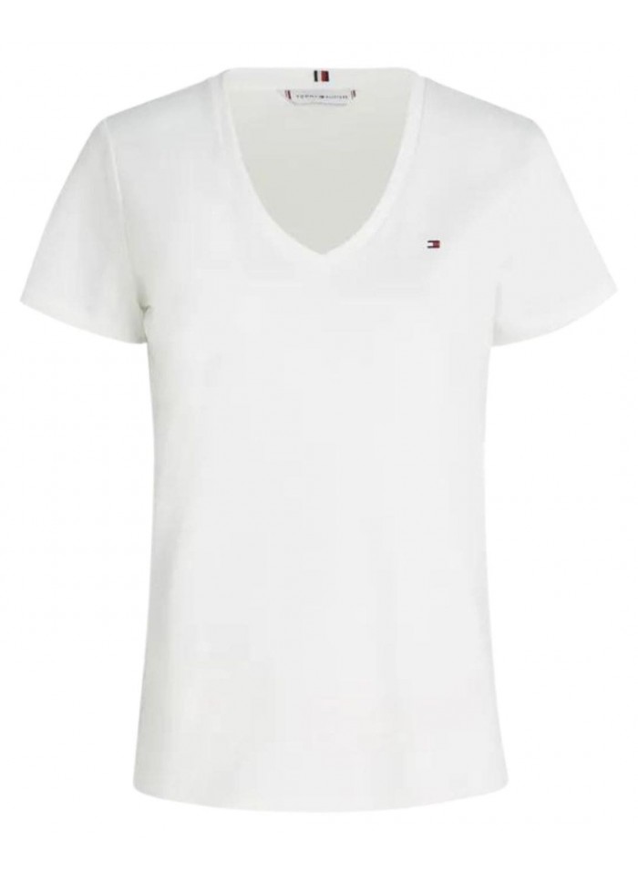 achat T-shirt Tommy Hilfiger Femme col V Blanc face