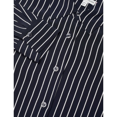 achat Chemise fluide Tommy Hilfiger Femme REGULAR FIT CREPE Rayée bleue détails