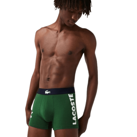 achat Lot de 3 boxers LACOSTE courts dépareillés en coton stretch tricolore porté