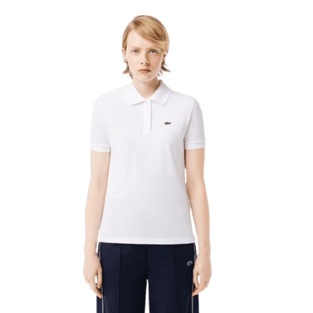 achat Polo LACOSTE femme REGULAR FIT blanc porté