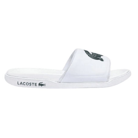 achat Claquettes LACOSTE homme CROCO DUALISTE blanc profil