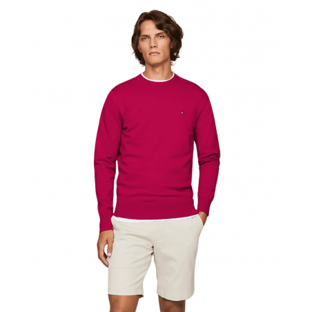 achat Pull Tommy Hilfiger Homme 1985 CREW NECK Bordeaux porté