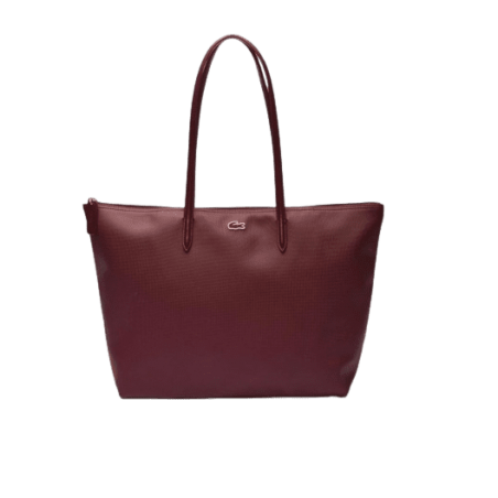 achat Sac LACOSTE femme ZIP TOTE BAG bordeau face