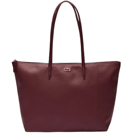 achat Sac LACOSTE femme ZIP TOTE BAG bordeau face