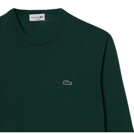 achat Pull LACOSTE homme CREW NECK vert logo