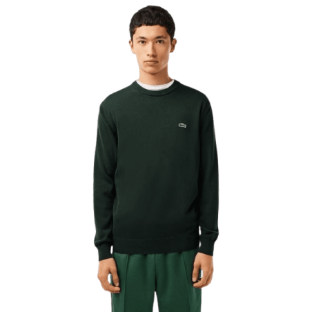 achat Pull LACOSTE homme CREW NECK vert porté