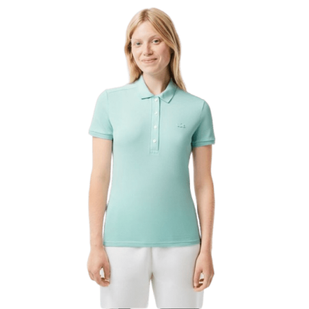 achat Polo LACOSTE femme SLIM FIT bleu porté