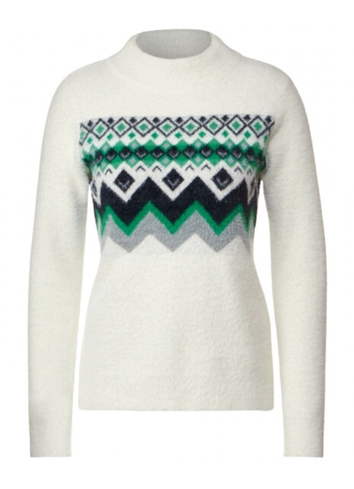 achat Pull doux Cecil Femme COSY NORWEY JACQUARD Blanc face