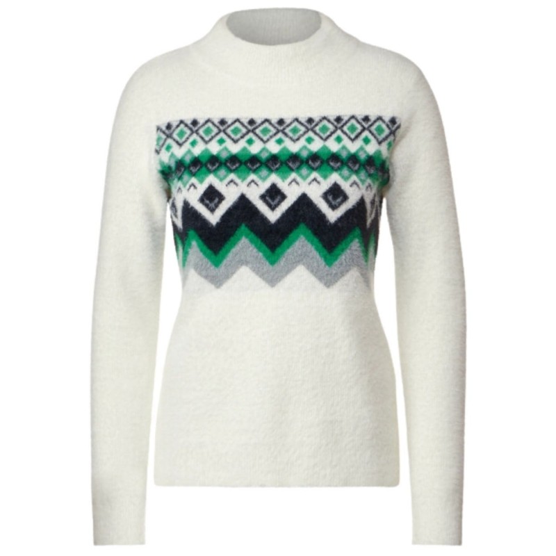 achat Pull doux Cecil Femme COSY NORWEY JACQUARD Blanc face