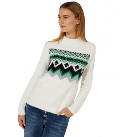 achat Pull doux Cecil Femme COSY NORWEY JACQUARD Blanc motif