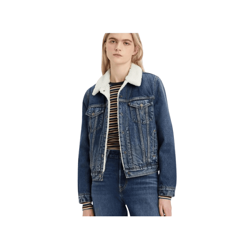 Veste En Jean Levis Femme Original Sherpa Trucker Bleu Clickandsport